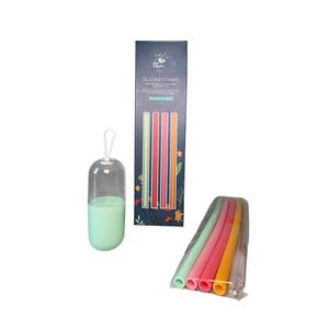 Chic & Tonic Silicone Reusable Straw Set (4) w/ Case & Cleaner – NIB